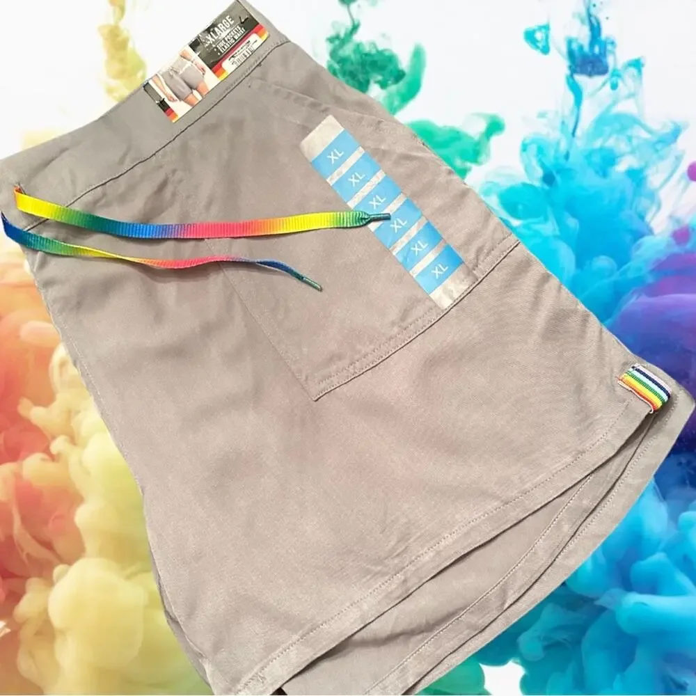 NWT Rainbow Gay Pride Gray Unisex Shorts with rainbow on sides Size M